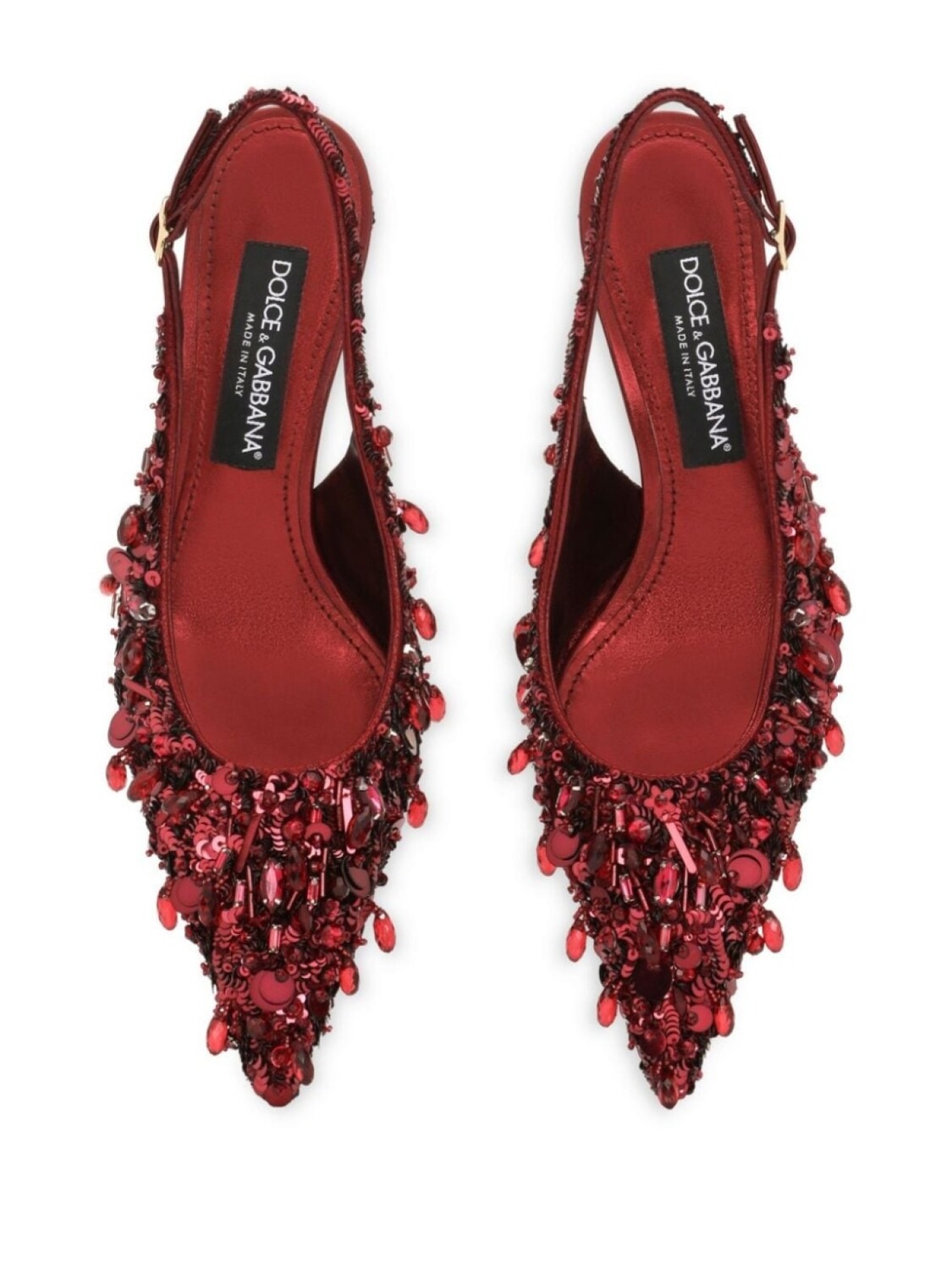 Dolce & Gabbana туфли с ремешком на пятке и кристаллами, красный — фото 4