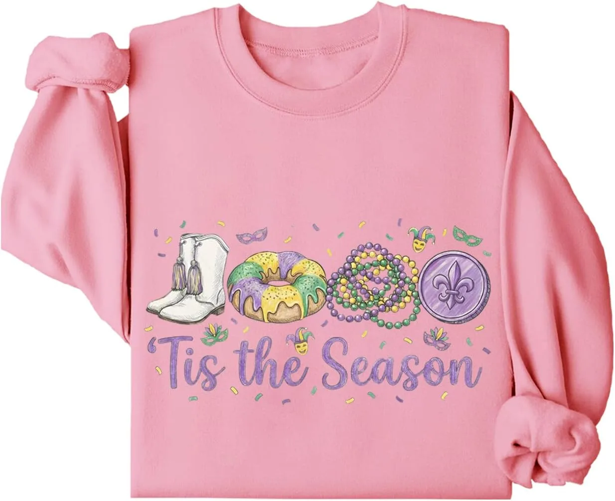 

Свитшот Mardi Gras Tis The Season с длинным рукавом Racsea