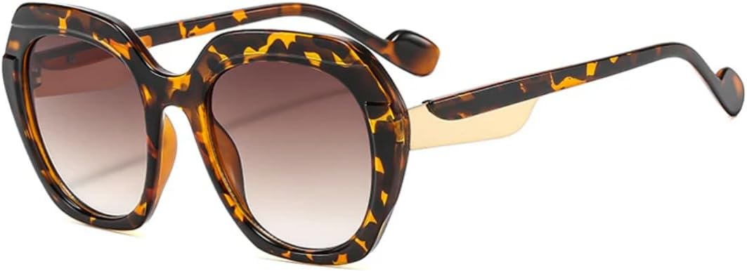 

Модные солнцезащитные очки неправильной овальной оправы для женщин, роскошные мужские летние очки для путешествий с защитой от УФ-излучения UV400 TVTBBVV, Leopard Gradient Tea