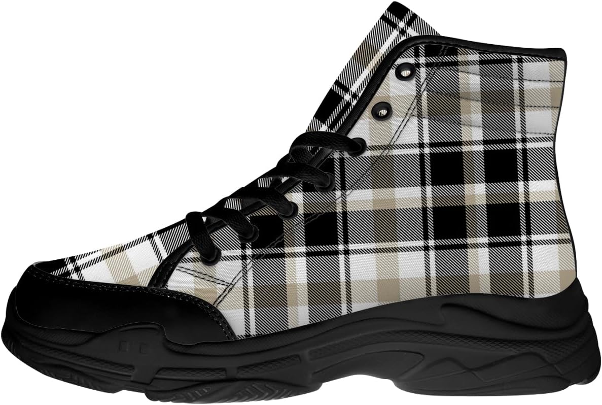 

Высокие кеды Quorax в клетку для женщин и мужчин, тканевые кеды в тартан, подарок для нее и для него, белый/черный/бежевый