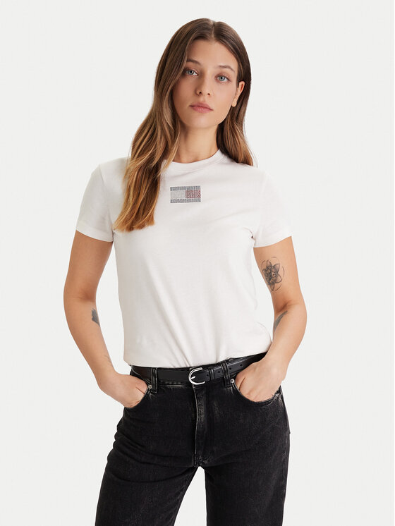 

Футболка regular fit Party Flag DW0DW21965 Tommy Jeans, экрю, Белый, Футболка regular fit Party Flag DW0DW21965 Tommy Jeans, экрю