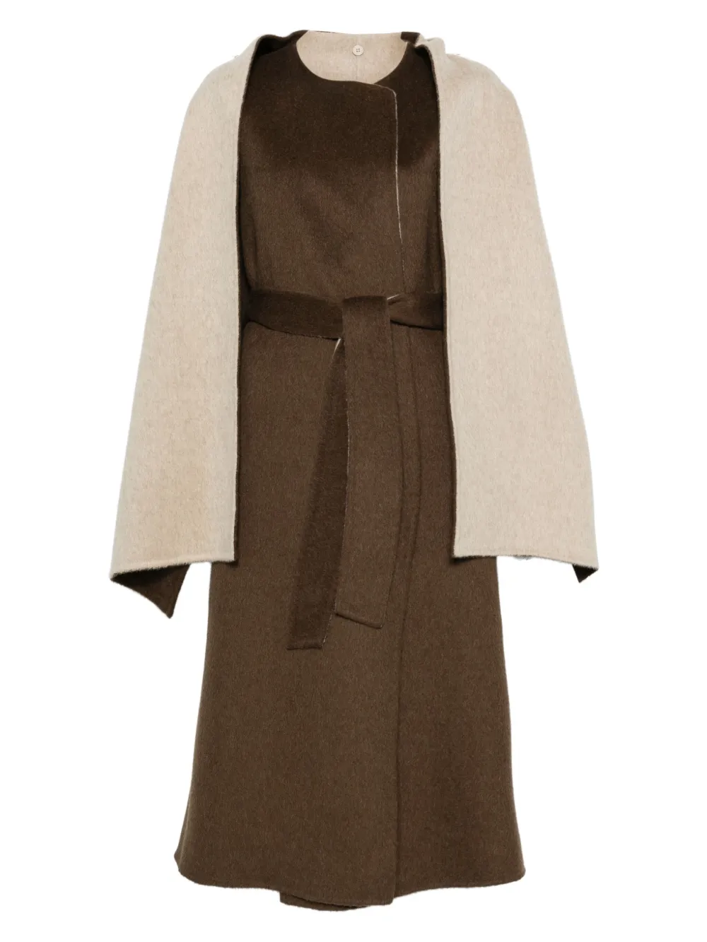 

Пальто с кейпом и поясом P.A.R.O.S.H., бежевый