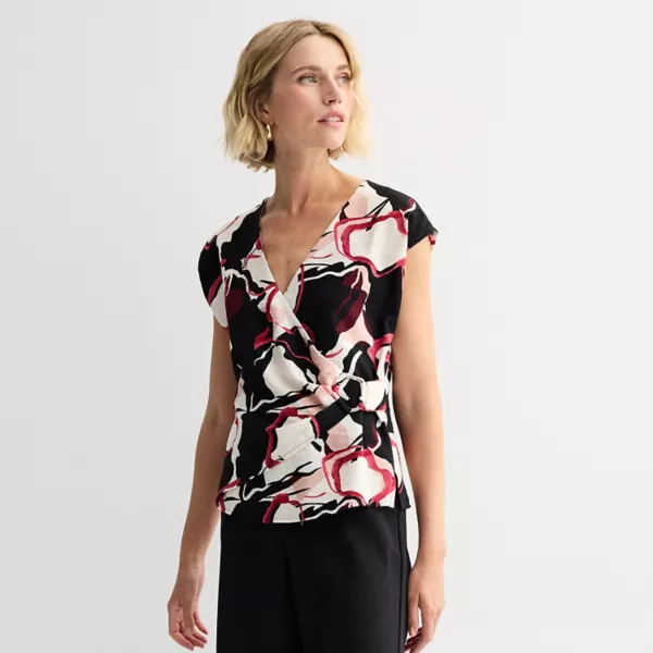 

Женская блузка с запахом и оборками Nine West, цвет pink modern poppy