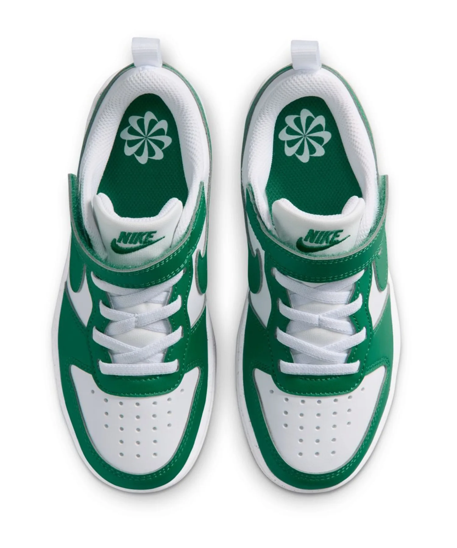 Детские кроссовки низкие из переработанных материалов Court Borough Low Re-Craft PS NIKE бело-зелёные — фото 4