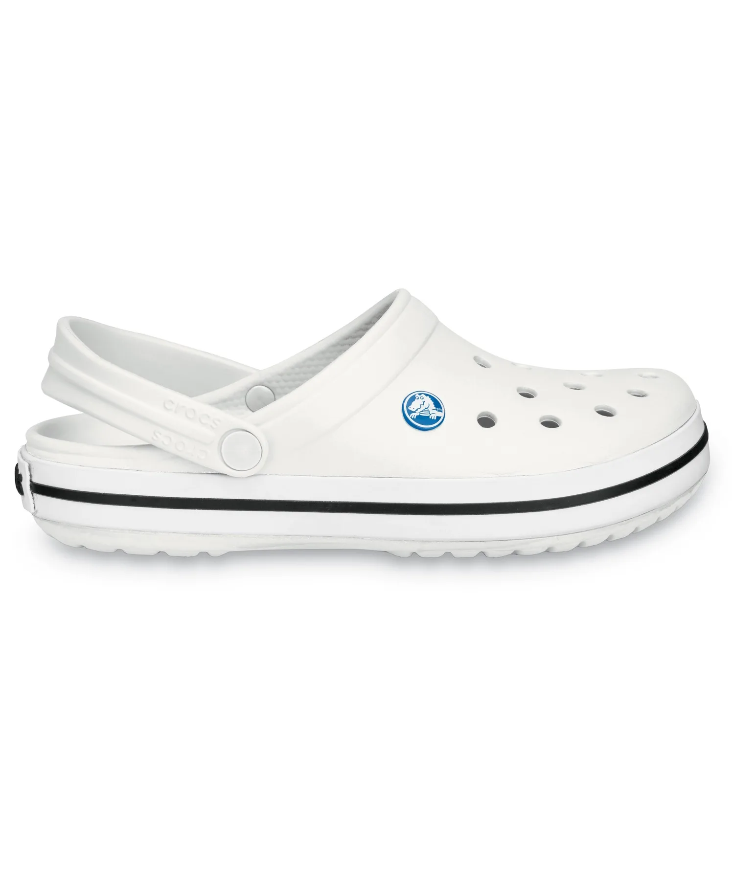 Универсальные сандалии Crocs Crocband с полоской бело-черные
