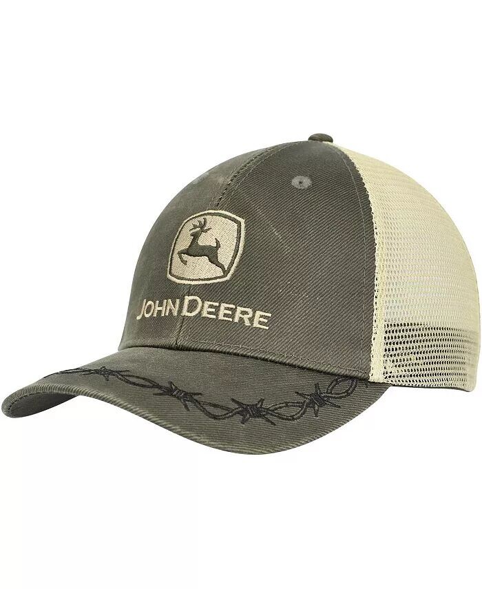 

Мужская оливковая регулируемая шляпа John Deere Classic Oil Skin Trucker Top Of The World, зеленый