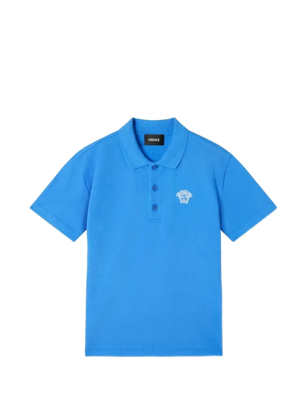 Поло с вышитым логотипом Versace Kids, синий