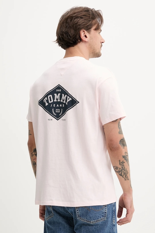 

Хлопковая футболка Tommy Jeans, розовый
