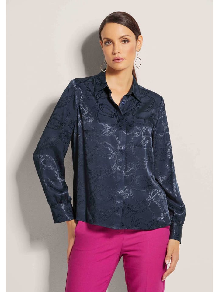 

MADELEINE Рубашка-блузка с жаккардовым узором, темно-синего цвета