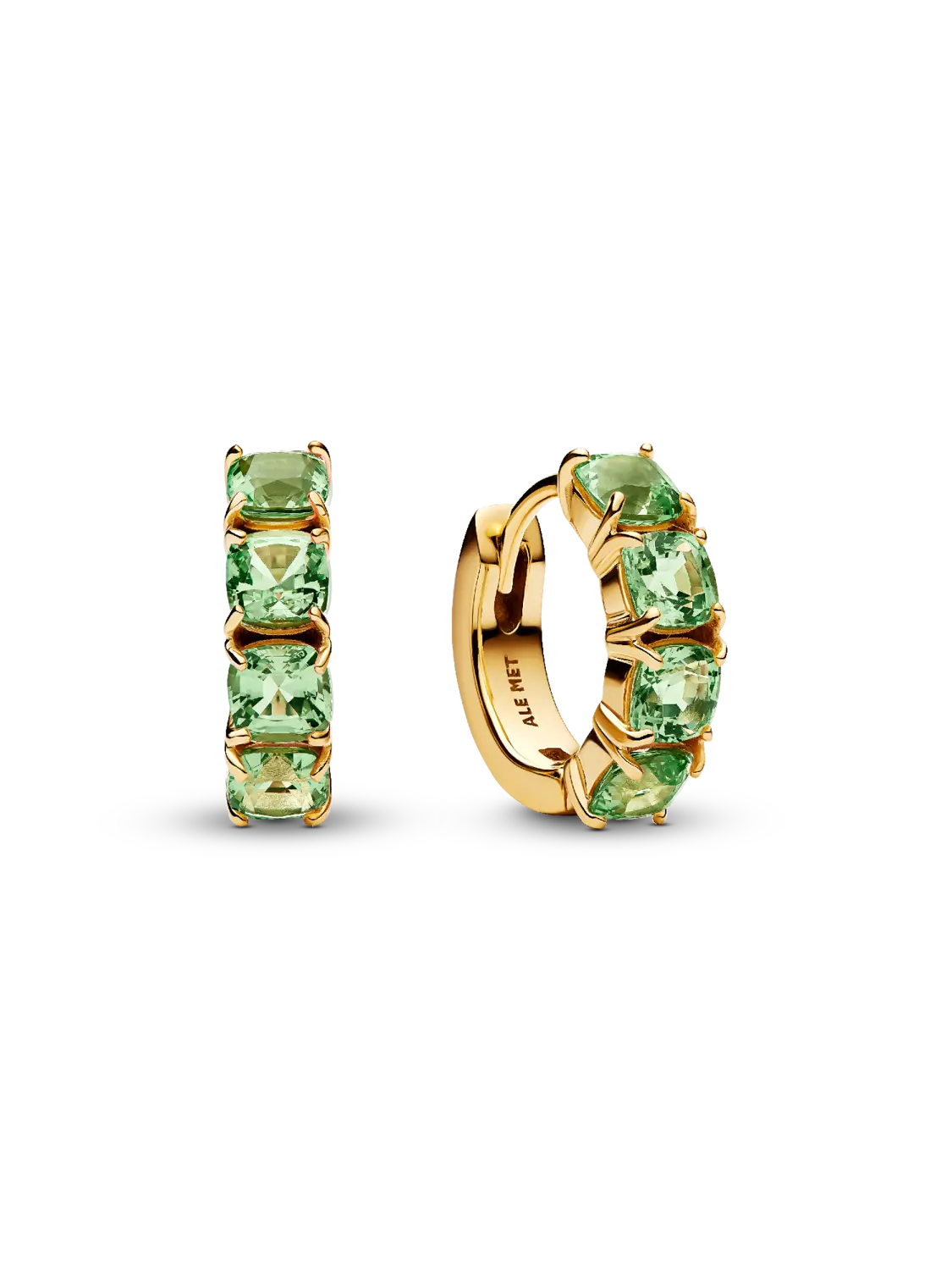 

Зеленые серьги-кольца Pandora, 14-каратное золотое покрытие