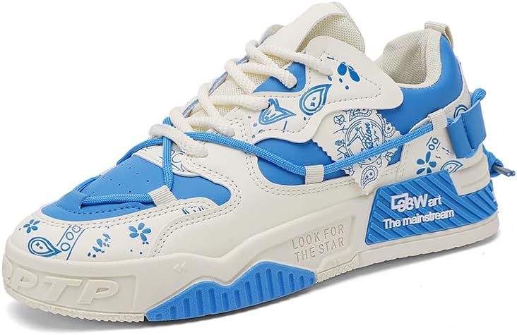 

Мужские удобные повседневные кеды для скейтборда и прогулок, модные мужские кроссовки, удобные, с нескользящей подошвой, на шнуровке, повседневные кроссовки для активного отдыха на свежем воздухе Hhhchpm, синий