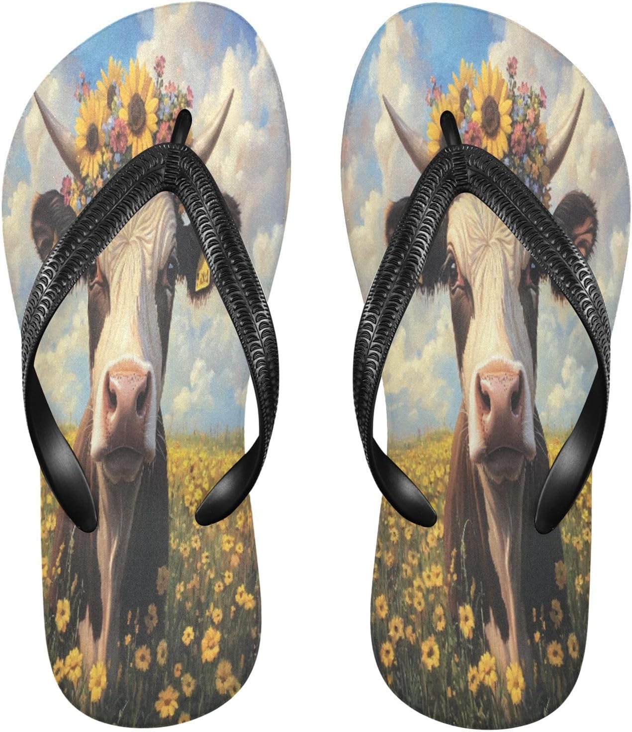 

Женские сланцы с принтом «корова», желтые пляжные шлепанцы, резиновые нескользящие летние тапочки для женщин и мужчин Sinestour