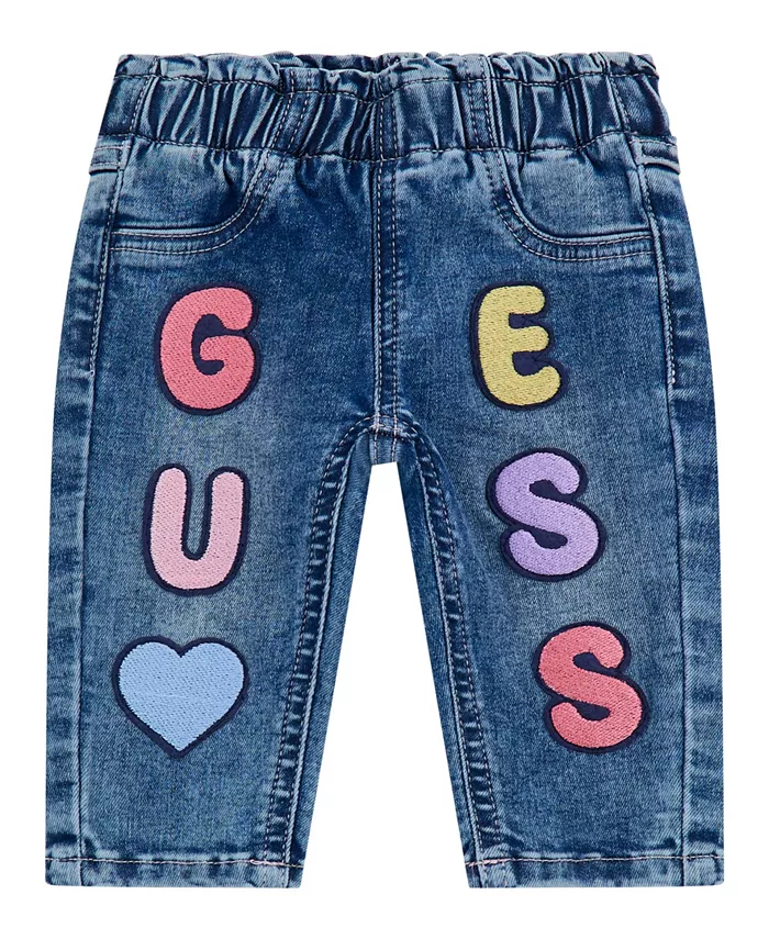 

Джинсы для девочек с аппликациями, стрейч GUESS