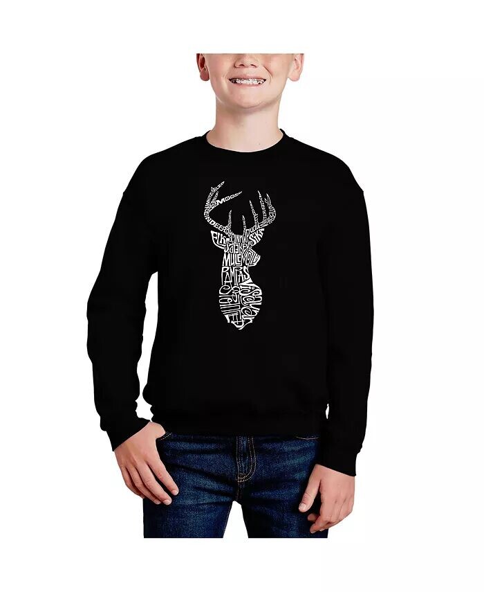 

Types Of Deer — толстовка с круглым вырезом Big Boy's Word Art La Pop Art, черный