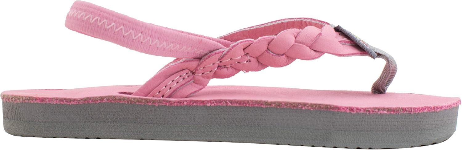 Детские сандалии Rainbow, один слой, премиум-кожа, плетеный ремешок Flirty Braidy Rainbow Sandals, розовый/серый — фото 4