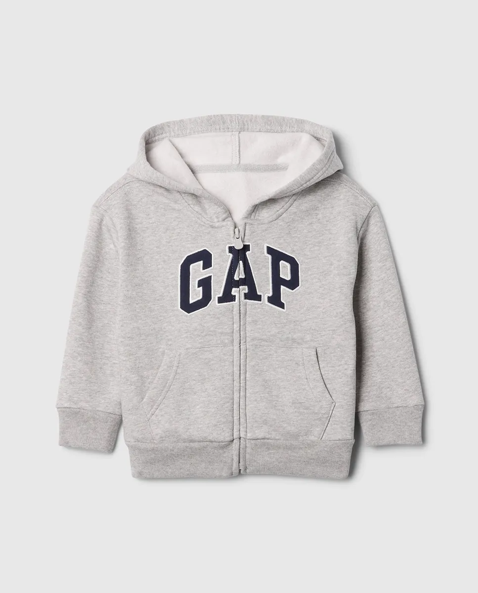 

Базовая детская толстовка с капюшоном и центральным логотипом Gap, серый