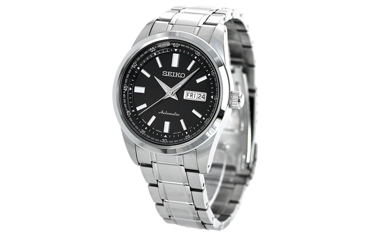

Seiko Presage Series Механический механизм Наручные часы из нержавеющей стали Мужские часы Черный циферблат SARV003