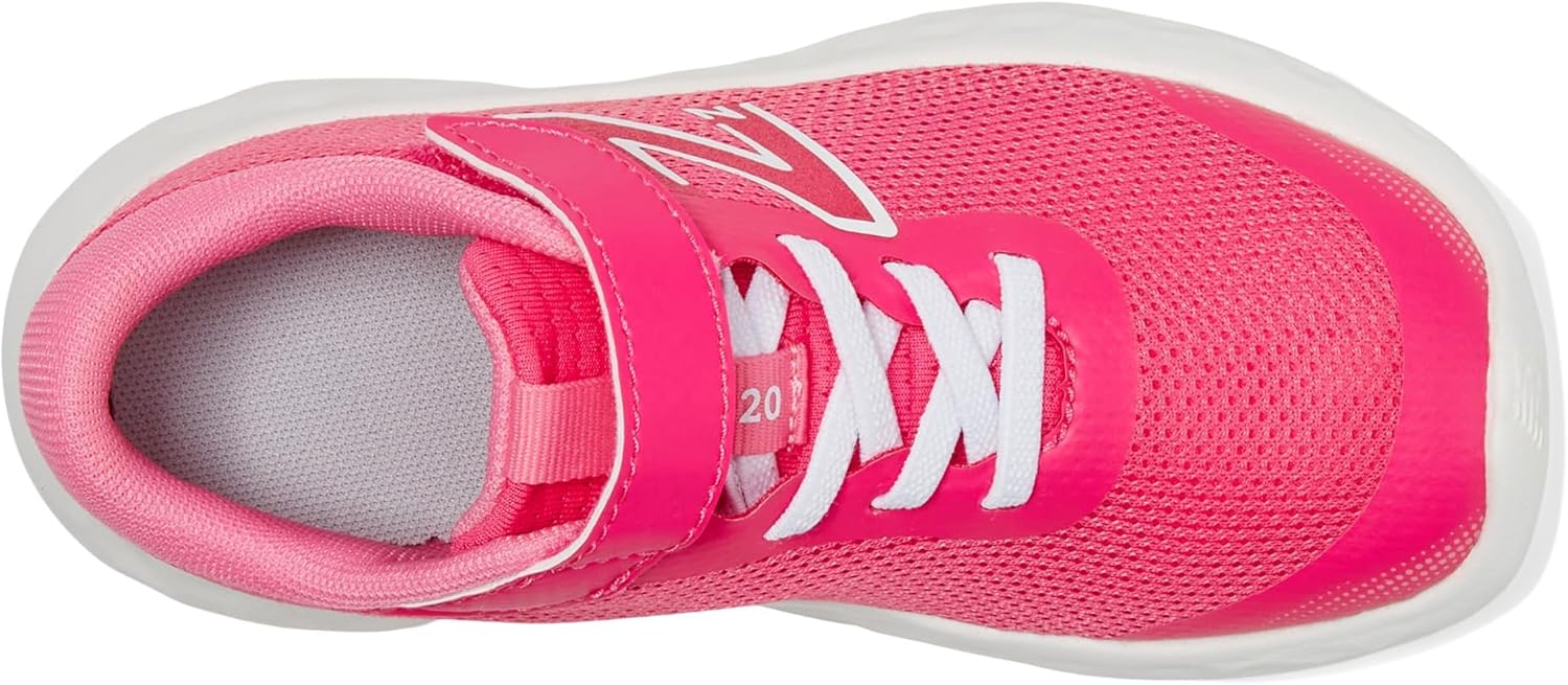 Кроссовки для бега New Balance Unisex-Child Dynasoft 520 V8 с шнурками-бинджи, белый/розовый — фото 2
