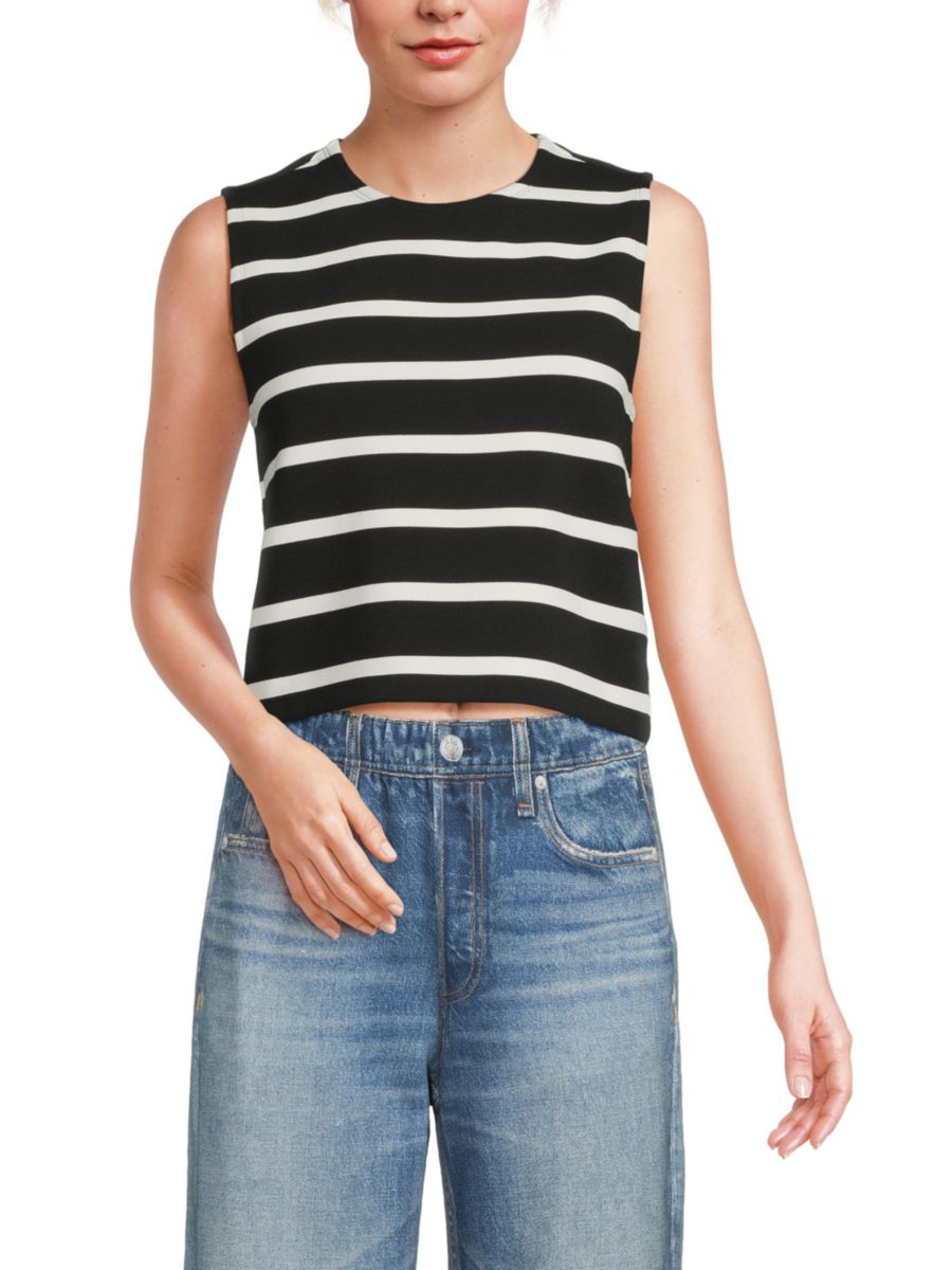 

Укороченный топ из эластичного трикотажа в полоску rag & bone, черный/белый