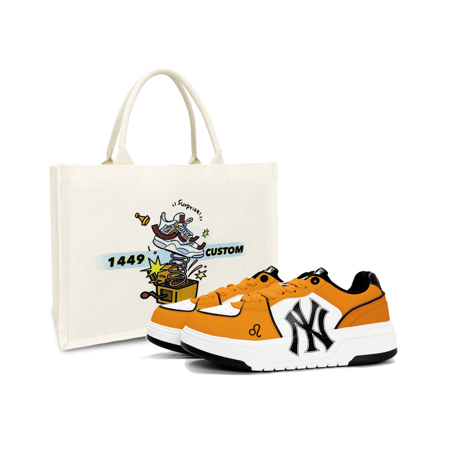 

Кроссовки для скейтборда unisex с амортизирующей стелькой Chunky Liner и износостойкой подошвой, низкие MLB, оранжевый