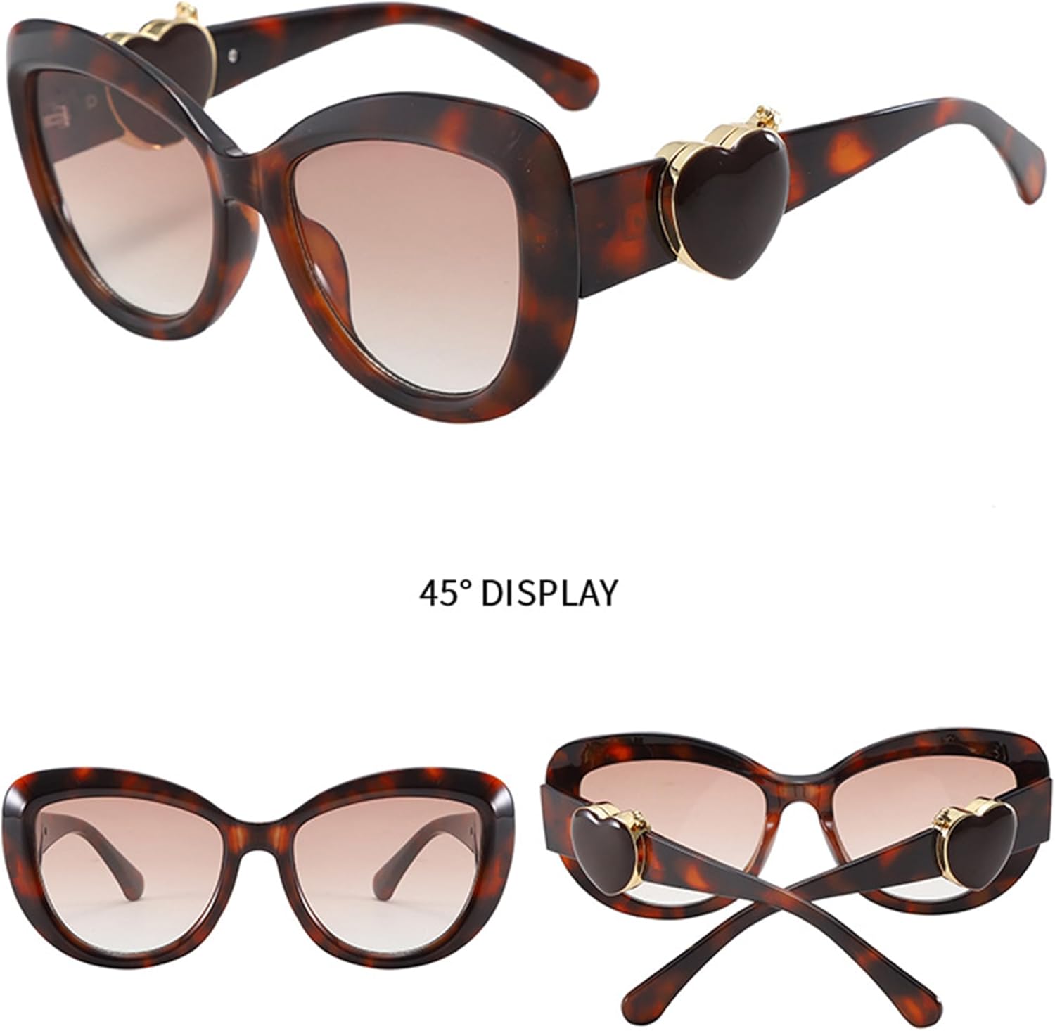 

Очки-«кошачий глаз» большого размера для женщин. Модные квадратные очки-«кошачий глаз» с зеркальными дужками в форме сердца и защитой от УФ-излучения UV400 bullabulling, C6