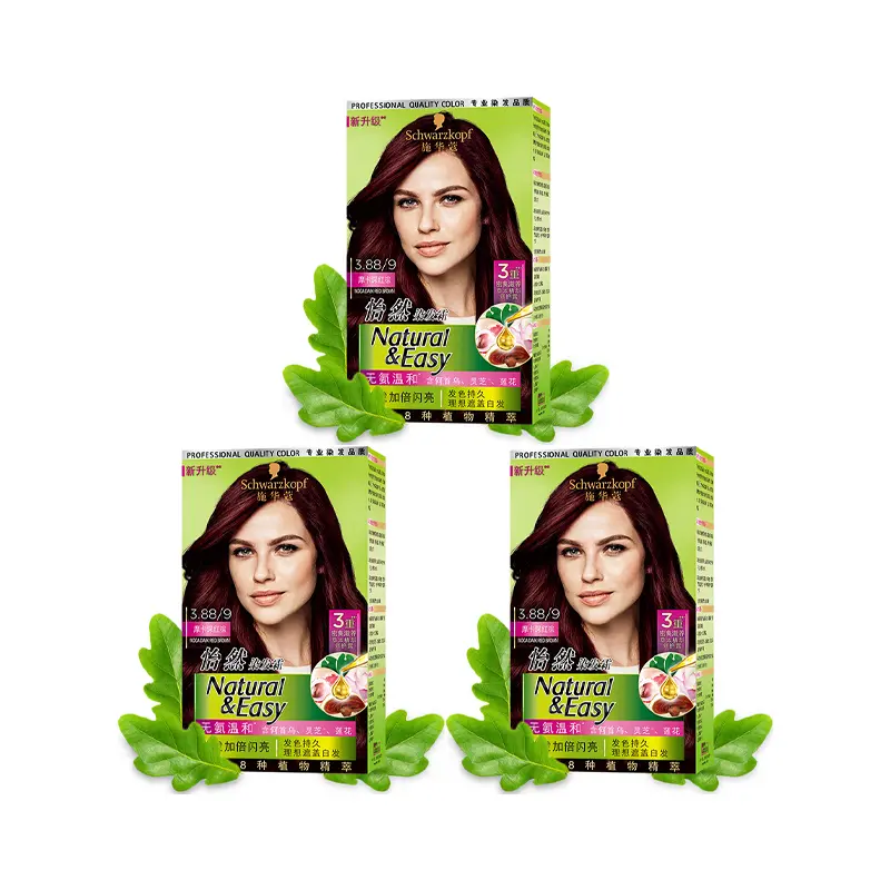 

Краска для волос SHIHUAKOU Contentment, 1/2 коробки Schwarzkopf, 3.88 mocha темный красный коричневый *3 boxes