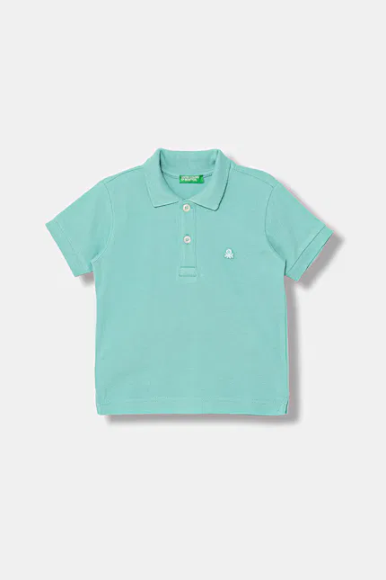 Поло детское хлопковое Polo United Colors of Benetton, бирюзовый