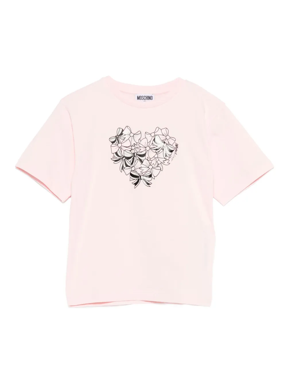 

Футболка с бантом в форме сердца Moschino Kids, розовый
