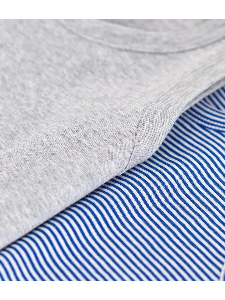 Комплект из 2 маек, с принтом, Petit Bateau, синий/серый — фото 3