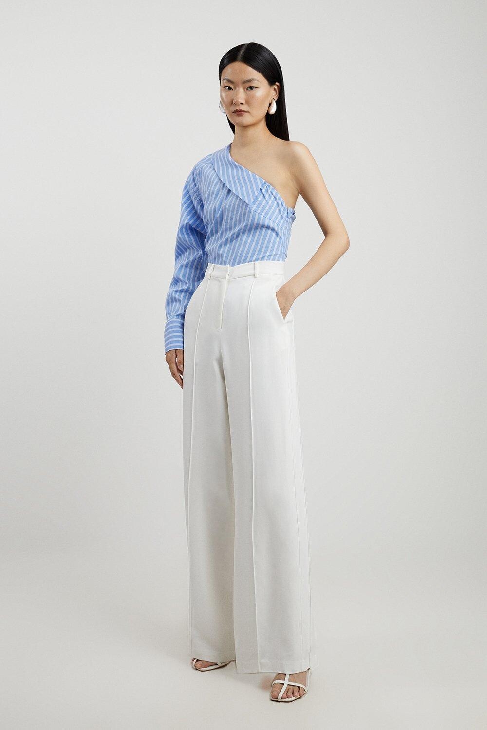 

Прямые брюки из вискозного крепа Petite Karen Millen, белый