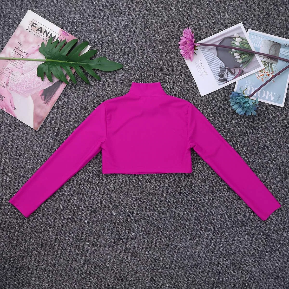 Детская футболка с длинным рукавом, водолазка, YiZYiF, Rose Red — фото 2