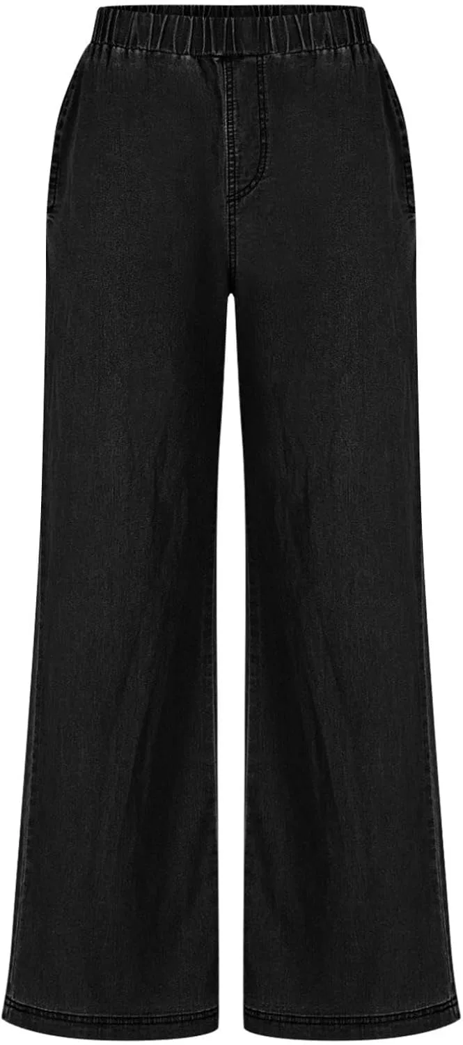 Джинсы широкие, женские, Black