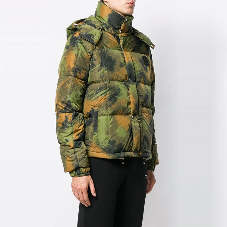 Осень/Зима 19 Пуховик мужской Зеленый Камуфляж Off-White, зеленый — фото 2