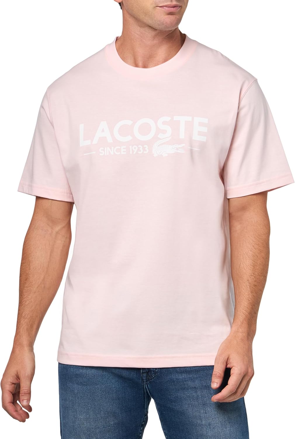 

Мужская хлопковая футболка с логотипом Lacoste, Flamingo Pink, Розовый, Мужская хлопковая футболка с логотипом Lacoste, Flamingo Pink
