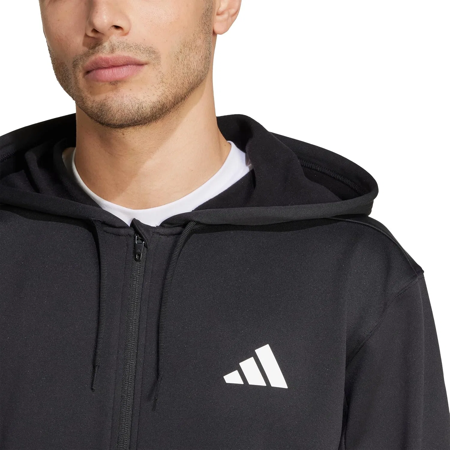 Толстовка Adidas Game and Go Team Issue с капюшоном на молнии, черный — фото 4