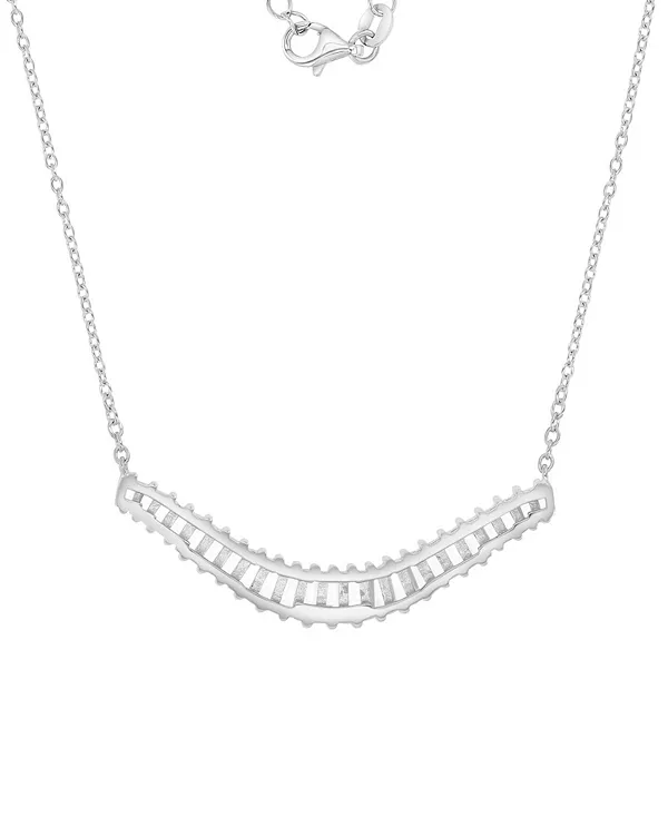 

Ожерелье с подвеской багетной огранки с кубическим цирконием, 18 дюймов, из стерлингового серебра Macy'S, rhodium