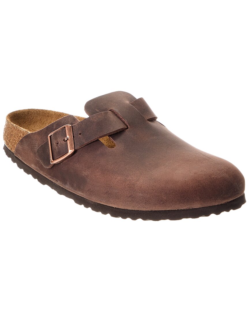 Узкие кожаные сабо Birkenstock Boston BS, коричневый