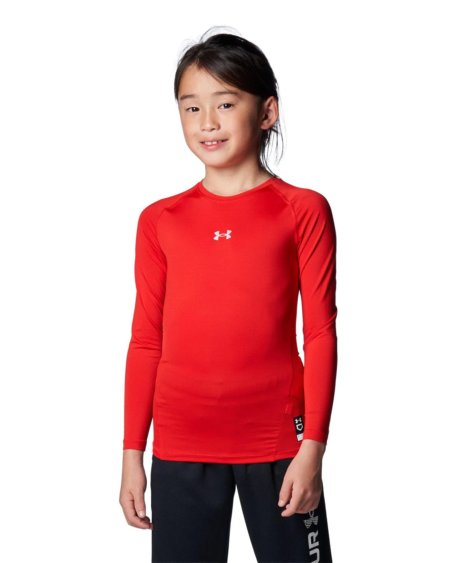 Детская футболка с длинным рукавом Under Armour HeatGear Armour для бейсбола красная