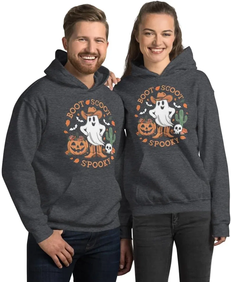 Толстовка Unisex Boot Scoot Spooky Cowboy Ghost Retro Western Halloween, футболка Cowboy Ghost Halloween Generic, Dark Heather