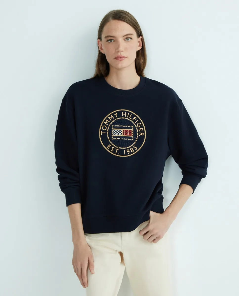 

Женская толстовка с круглым вырезом без капюшона Tommy Hilfiger, тёмно-синий