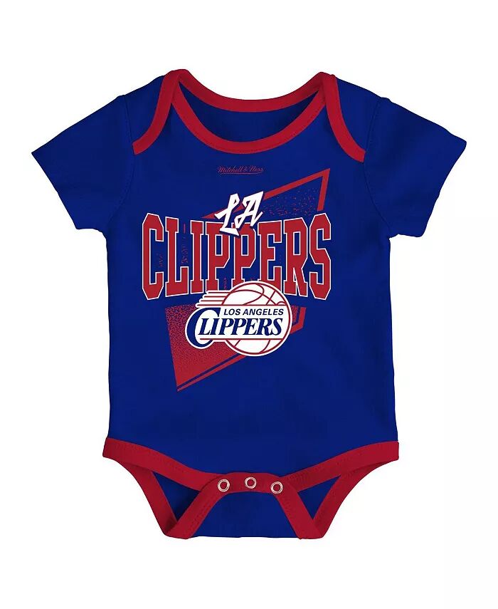 Комплект из классических боди и шапки с манжетами Royal, красного цвета LA Clippers Hardwood Classics для мальчиков и девочек Mitchell & Ness — фото 4