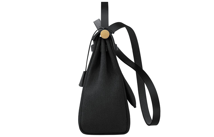 HERMES Сумка через плечо Herbag Zip Reversible Canvas с кожаной вставкой унисекс черная — фото 2