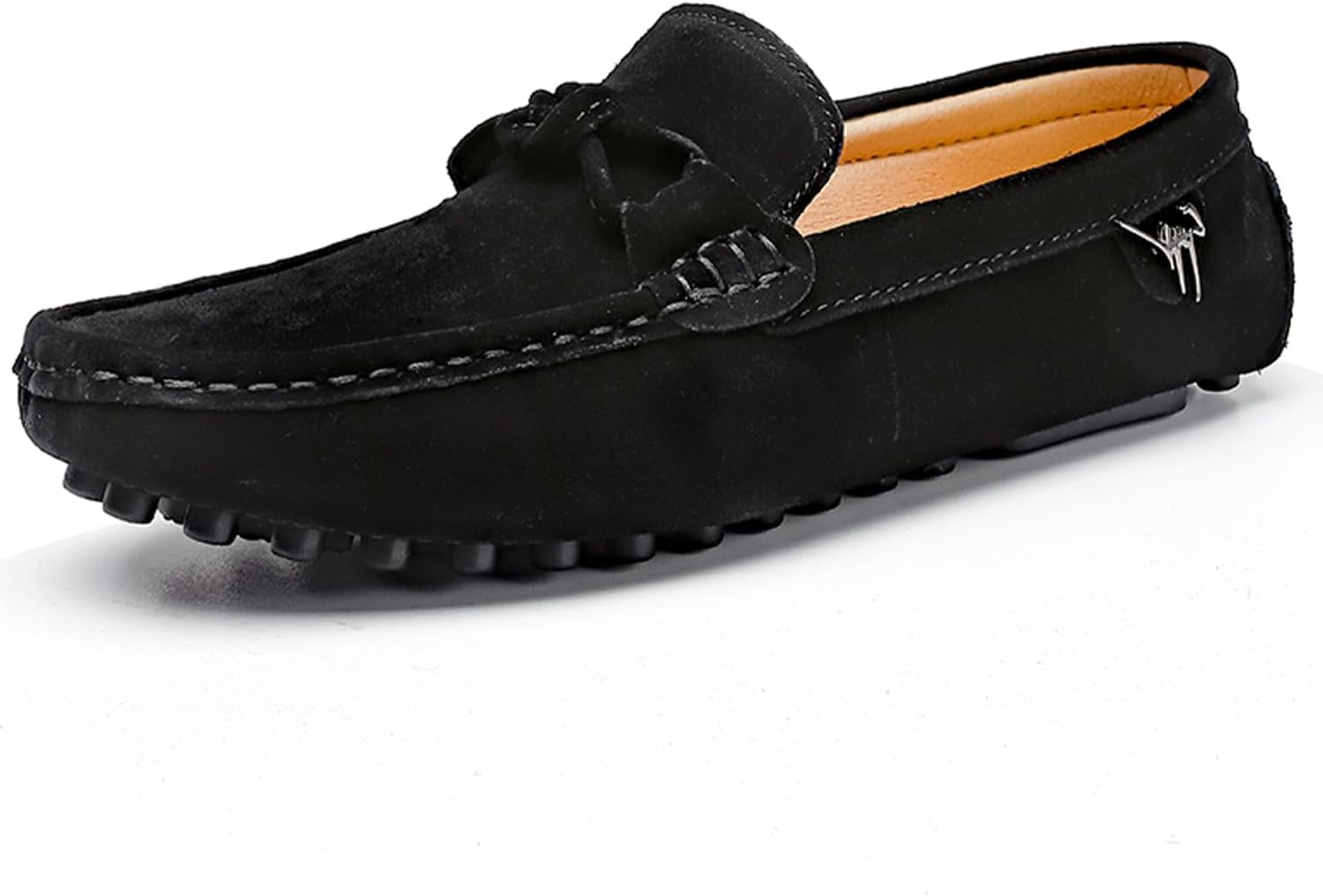 

Мужские роскошные замшевые мокасины, кожаные лоферы с бантом, черная резиновая подошва, удобная обувь без шнурков для ходьбы Dacnakby
