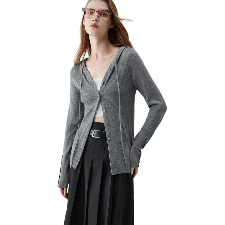 

ELLE Свитер Women's Medium Gray Hooded Moderate Others