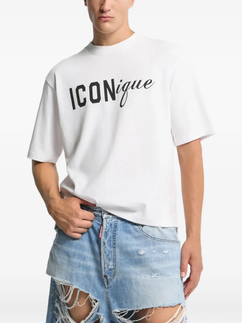 Футболка с графическим принтом Iconique Dsquared2, белый — фото 2