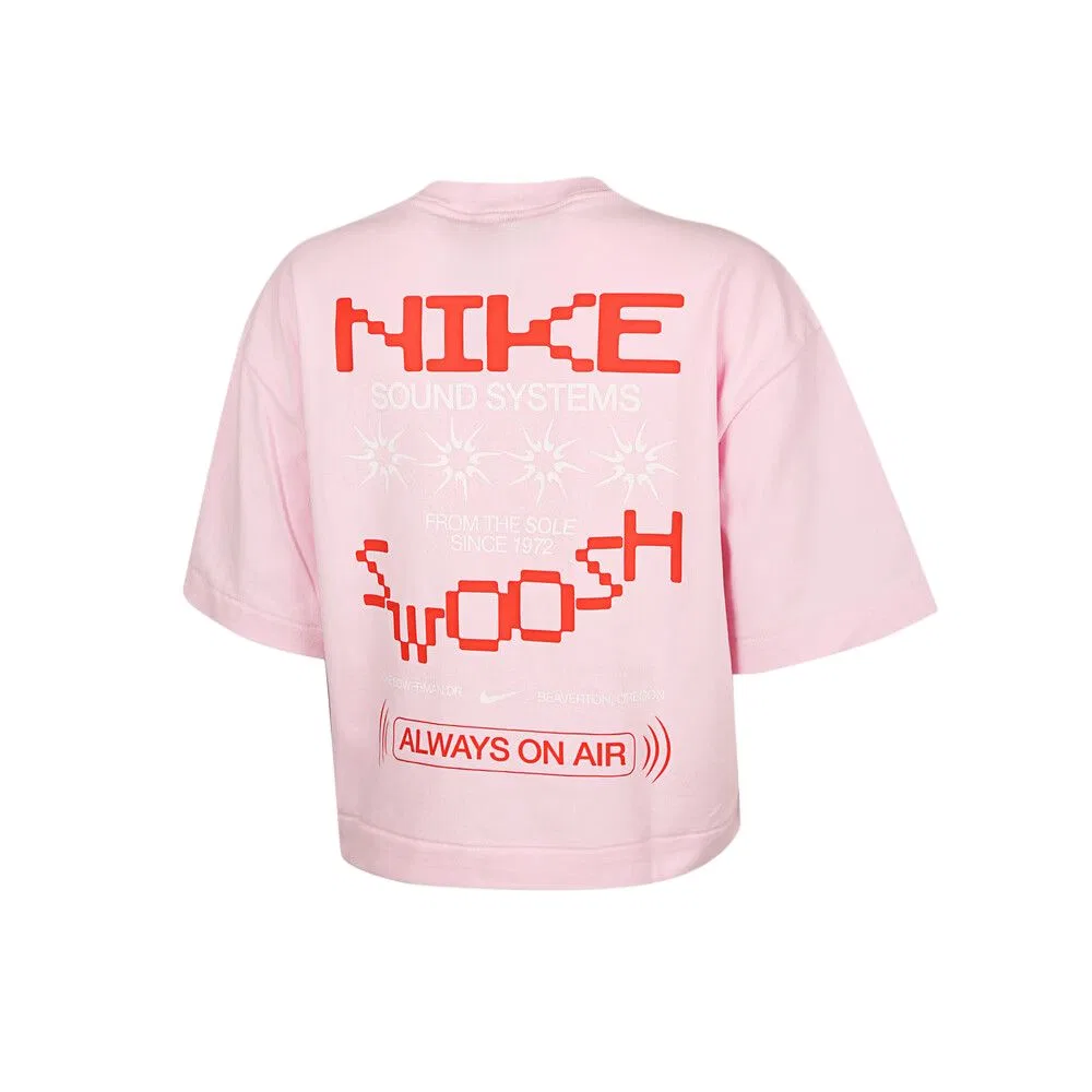 Спортивная женская футболка Oversized Mid-Cropped Nike, Pink — фото 3