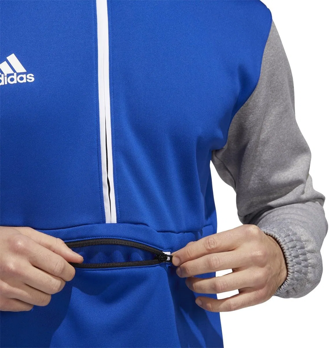 Толстовка с полумолнией adidas, королевский синий/серый/белый — фото 4