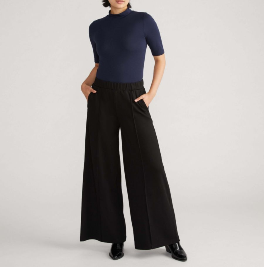 

Женские брюки Pam Pintuck Wide Leg Ponte Pants больших размеров Universal Standard, Black