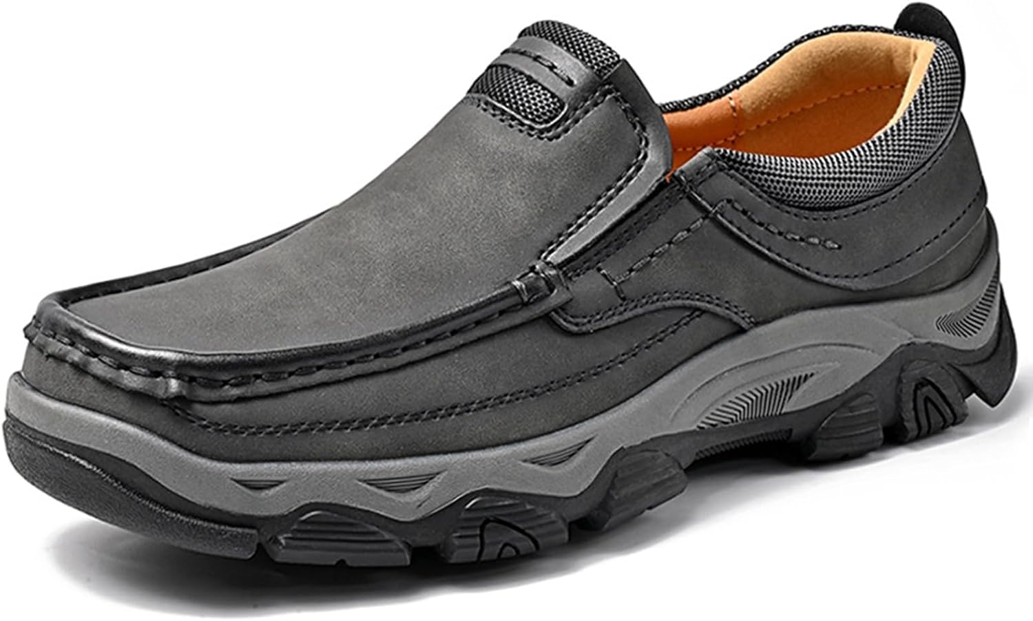 

Мужские слипоны из кожи, ретро водонепроницаемые туфли для вождения с ручной прошивкой, с толстым воротником, противоскользящие, удобные низкие кроссовки для работы в офисе, путешествий и активного отдыха Ferraogan, серый