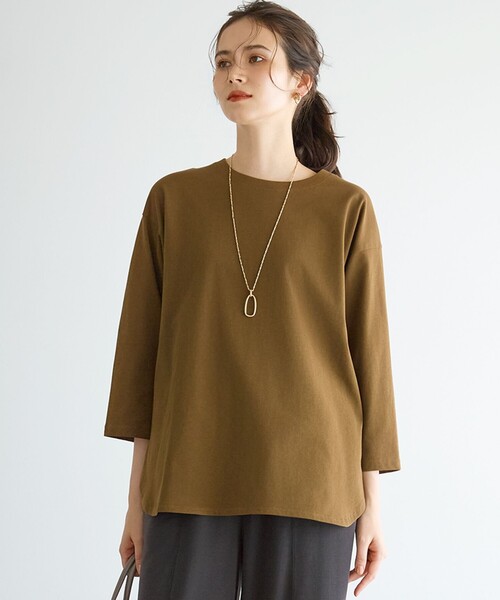 

Хлопковая туника MVS, футболка 23区, цвет хаки